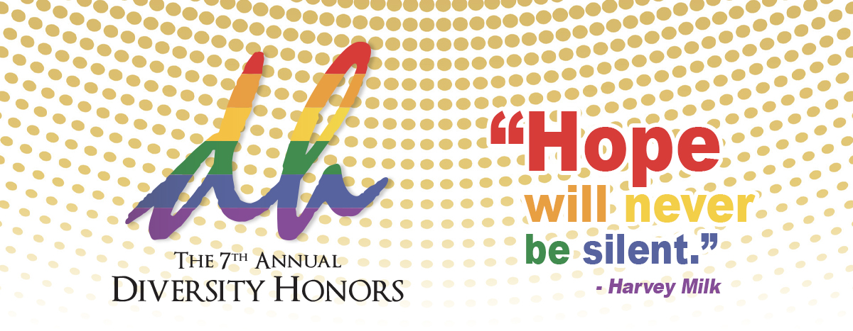 Home banner. Quote: Hope will never be silent -Harvey Milk